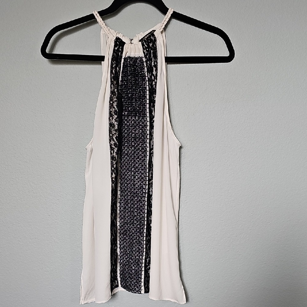 Kobi Halperin Black White Embellished Halter Rope Neck And Tie Tank Top Large - Picture 2 of 13